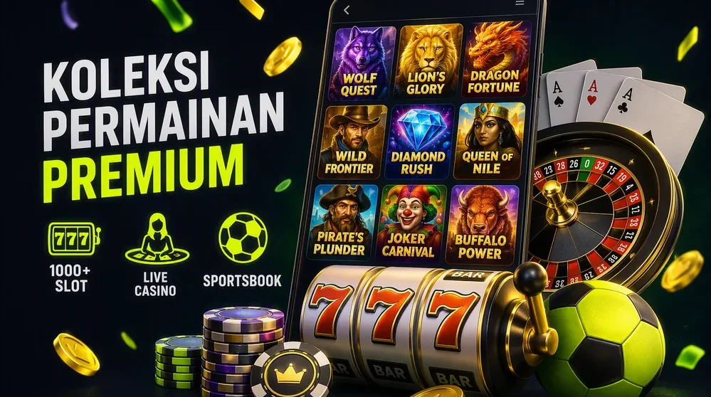 Grid permainan kasino dengan logo penyedia